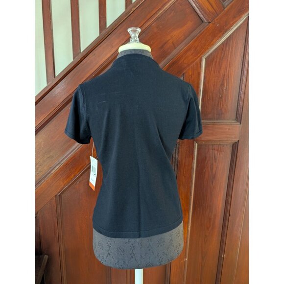 John Roberts Black Beaded Short Sleeve Silk Blend Top Size 14 NWT - Picture 3 of 9